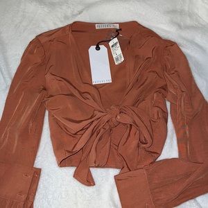 Burnt Orange Tie Crop Top